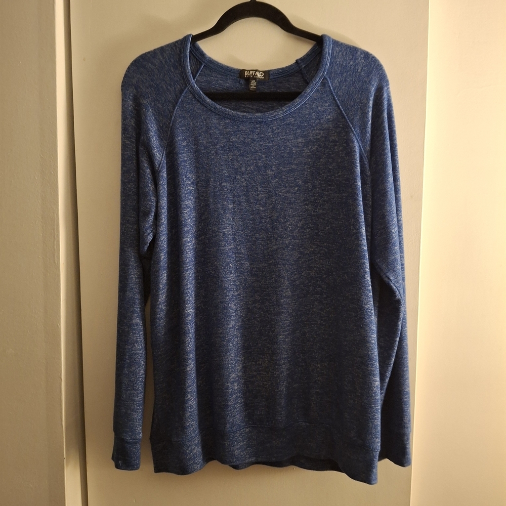 Buffalo David Bitton Womens Heathered Blue And White Sweatshirt
